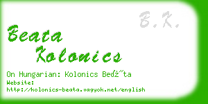 beata kolonics business card